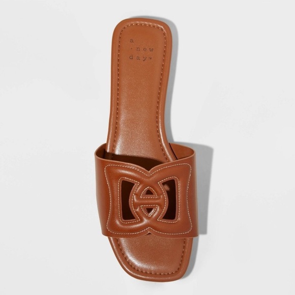 Deidra Slide Sandals - A New Day™ Cognac 9.5: Memory Foam, Open Toe, Slip On - Picture 3 of 8